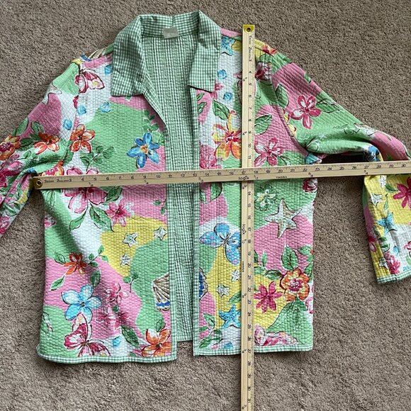 Vintage Womens Floral Gingham Quilted Reversible Jacket Oversized PLUS size 18W - Picture 6 of 9